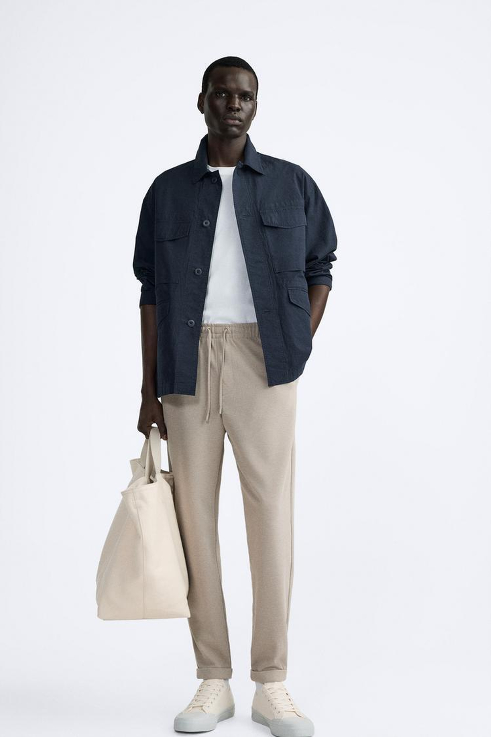 ZARA БРЮКИ EASY CARE С ПОЯСОМ НА ШНУРКЕ, СЕРО-КОРИЧНЕВЫЙ