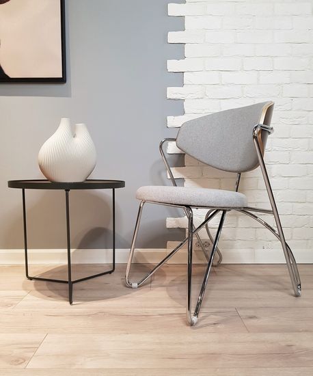 Кресло Nordic B111 металл, дерево, серая ткань