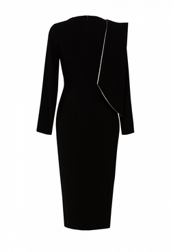 Платье-футляр чёрное с разрезом спереди на юбке 15-02-21SS