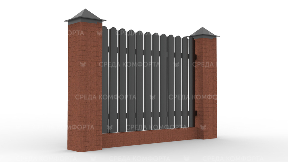 Забор из евроштакетника ZBR0044