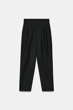 ZARA БРЮКИ С ДЕКОРАТИВНОЙ СТРОЧКОЙ — ZW COLLECTION LIMITED EDITION, ЧЕРНЫЙ