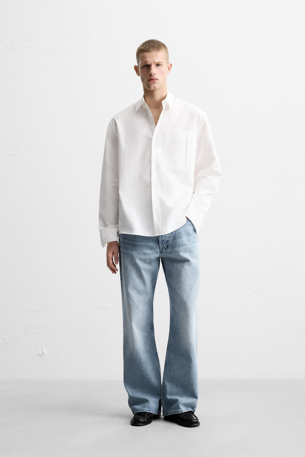 ZARA ДЖИНСЫ FLARE FIT BAGGY, ГОЛУБОЙ