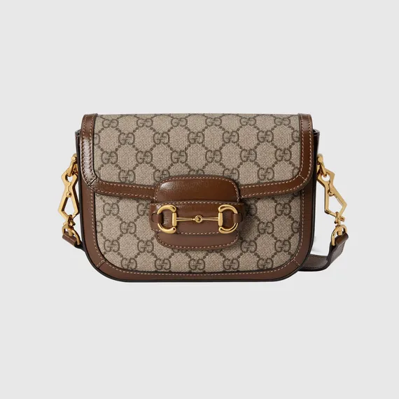Мини-сумка Gucci Horsebit 1955 коричнево-бежевый