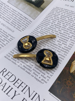 Заколка "Замочная скважина" золотистая с черной эмалью Скиапар. состаренный эффект винтаж