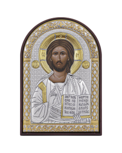 Спаситель, икона арочная, пластик коричневый 48x65