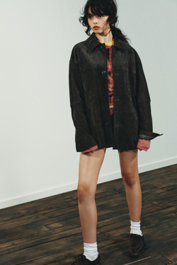 ZARA КУРТКА ОВЕРСАЙЗ ИЗ 100% ЗАМШИ, ЦВЕТ РЖАВЧИНЫ