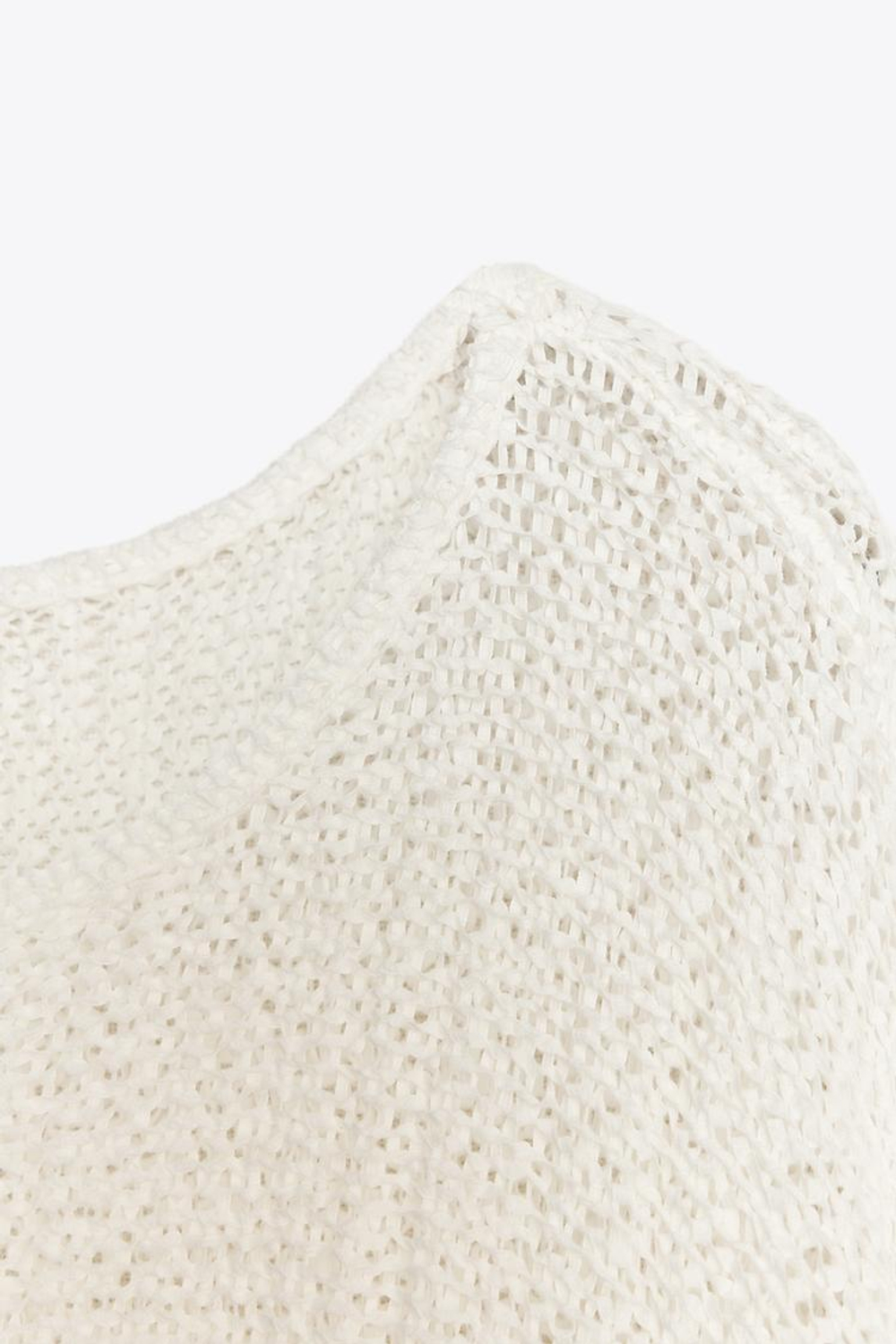 ZARA ТРИКОТАЖНОЕ ПОНЧО, БЕЛЫЙ