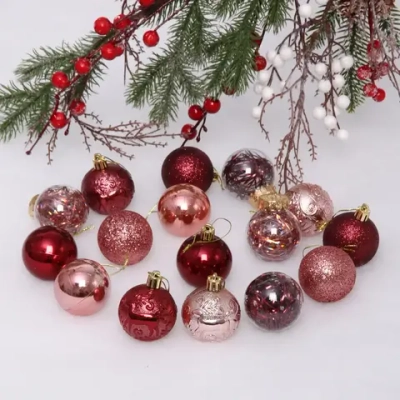 Набор шаров «Волшебный вальс» 5 см (16 предметов), рубин/роз.золото