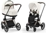 Коляска 3 в 1 Cybex Priam IV Rosegold complete и автокресло Aton B2 i-Size Bay Blue Off White