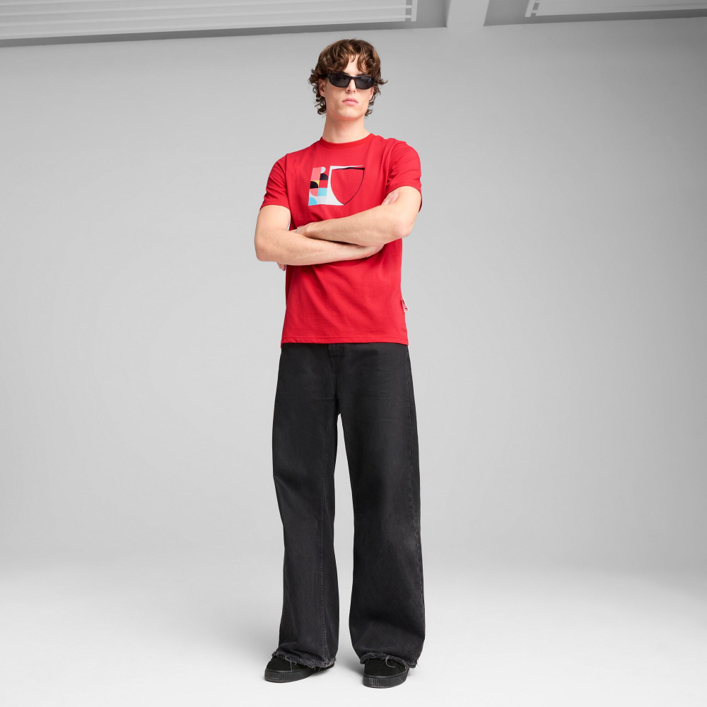 PUMA X SCUDERIA FERRARI МУЖСКАЯ ФУТБОЛКА С ПРИНТОМ HP RACE BIG SHIELD, КРАСНЫЙ