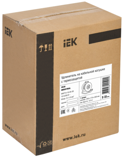 Катушка УК30 4 места с заземлением с термозащитой 3х1,0мм2 "Industrial" 30м IEK