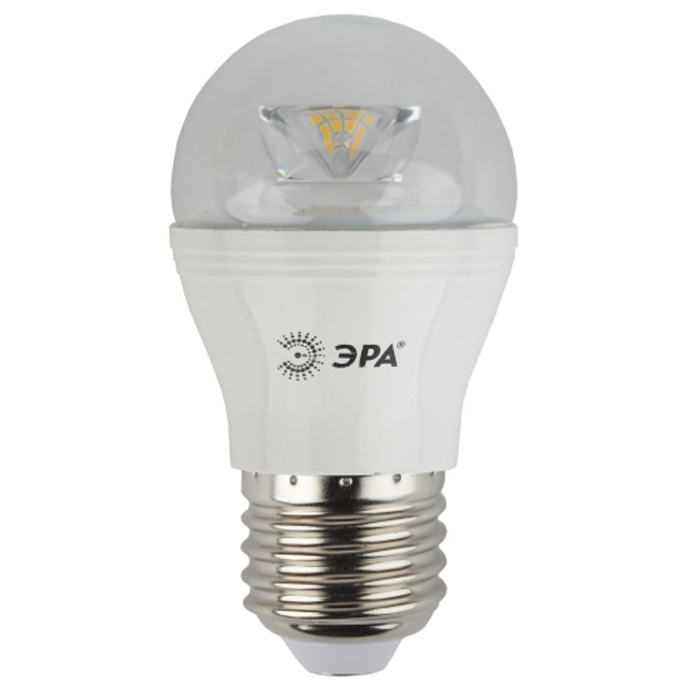Лампа светодиодная ЭРА STD LED P45-7W-827-E27-Clear 7Вт шар теплый белый свет Е27 | Лампы cветодиодные Шар (G/P)
