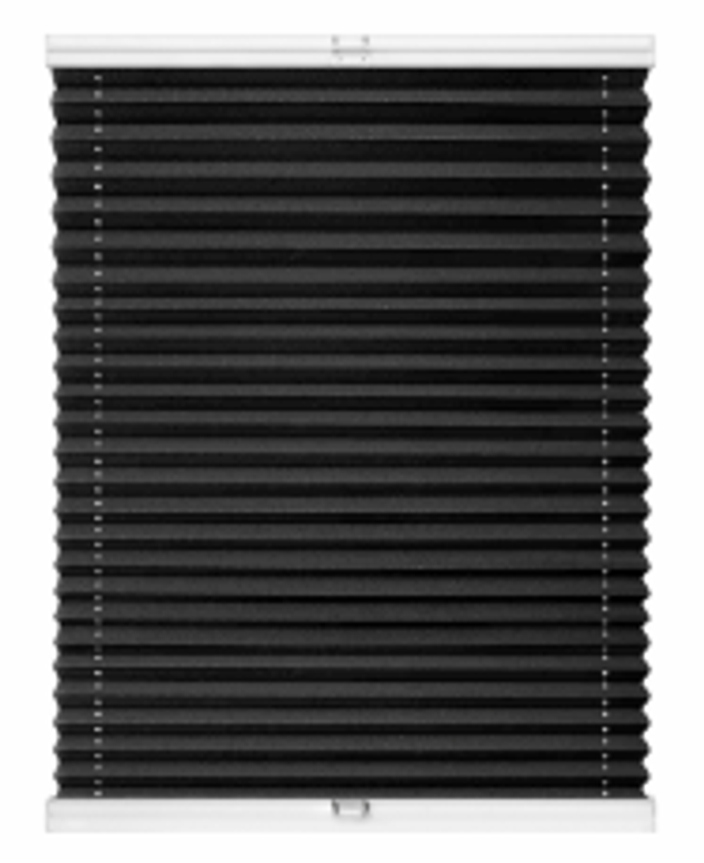 Штора плиссе Стандарт с ручками, ткань Мона СН blackout арт. 4169 черный, цвет комплектующих белый, серый, антрацит, черный, коричневый, кремовый и т д