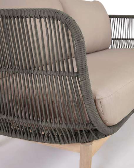 Трехместный уличный диван Catalina, зеленый корд, массив акации