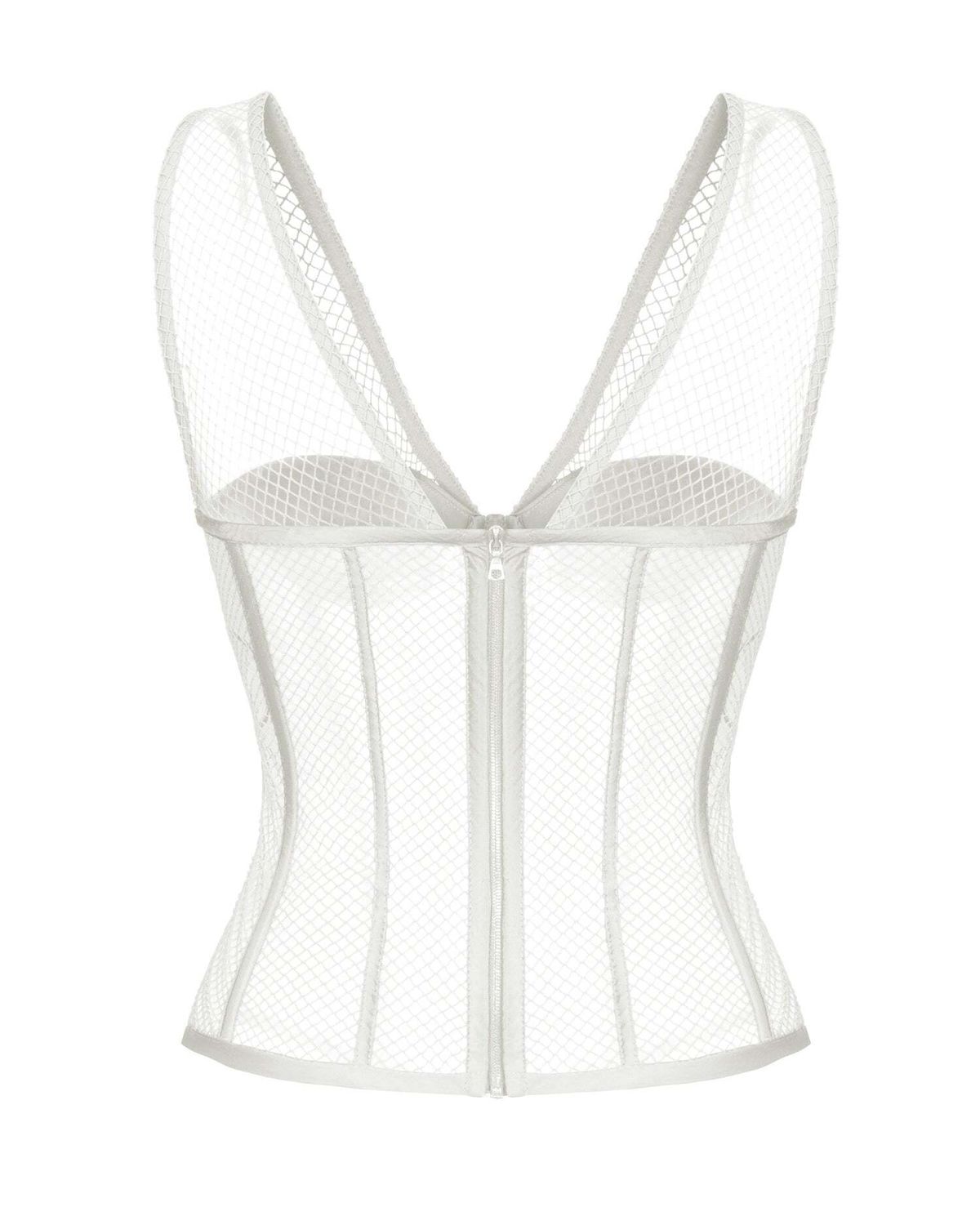 Блуза корсетного типа удлиненная из крепа и сетки