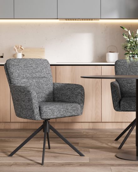 Стул обеденный, крутящийся Rue темно-серая ткань