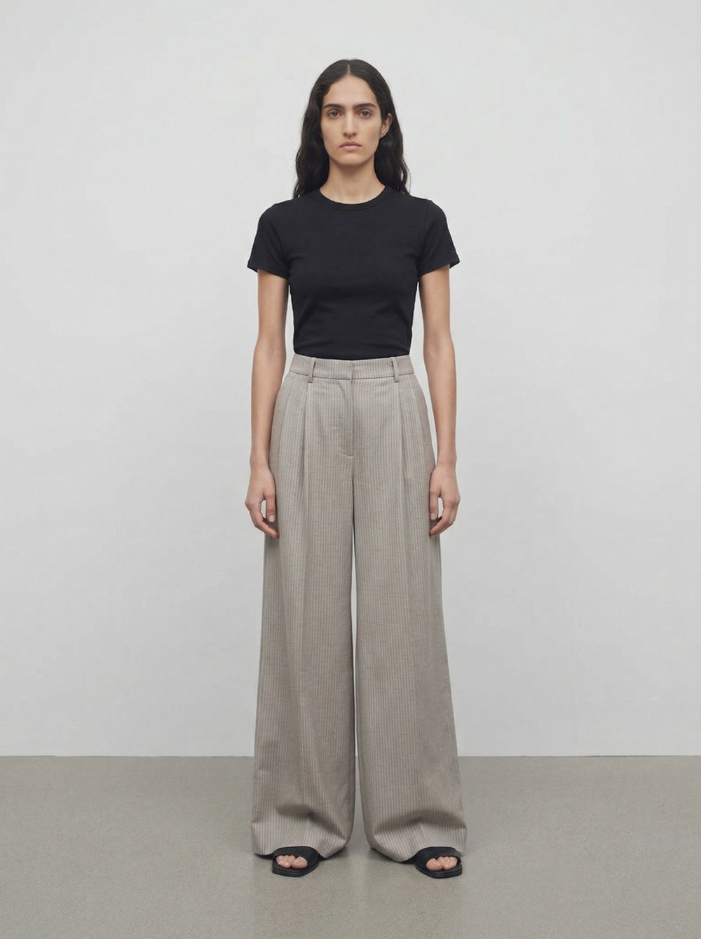 Свободные брюки-палаццо из шерсти