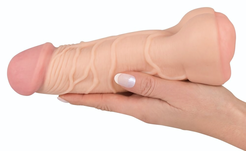 Телесная насадка-мастурбатор 2-in-1 Extension Masturbator - 21 см. (Цвет: телесный)