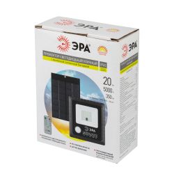 ЭРА Прожектор светодиодный уличный на солн. бат. 20W, 350 lm, 5000K, с датч. движения, ПДУ, IP65 (6/
