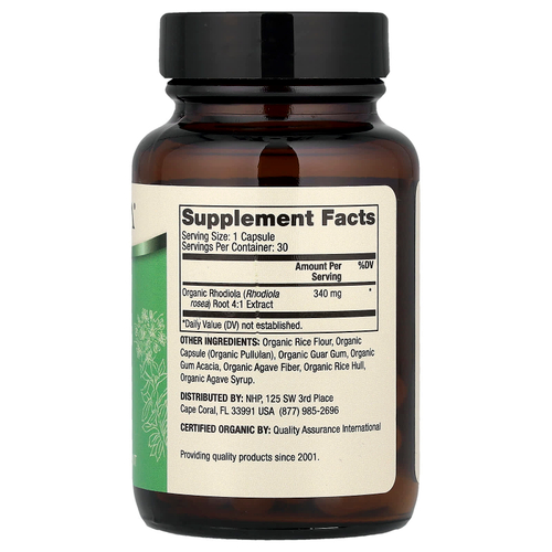 Dr. Mercola, экстракт органической родиолы, 30 капсул (340 мг в 1 капсуле)