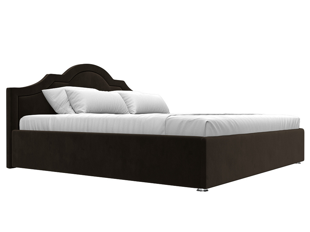 Кровать интерьерная Афина 200, Коричневый, Микровельвет, 108343