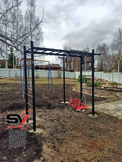 Монтаж уличной шведской стенки Sv Sport Рукоход (5 вертикальных столбов)