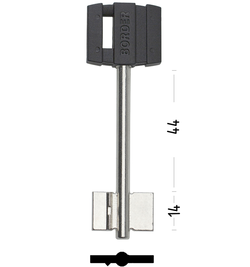 Заготовка сувальдного ключа 10643 Бордер-3 литье (85*22*13,8мм)(5мм) (BRD3DP)