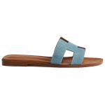 Hermes Oran Denim Canvas Sports Slippers Women's Blue Brown, H211242Z BC