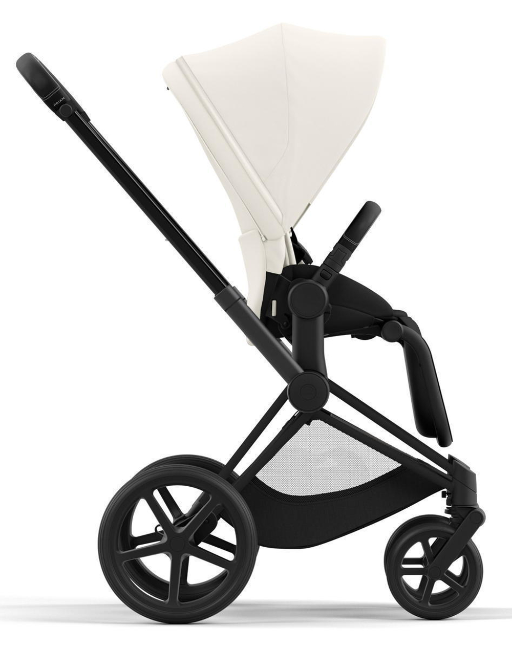 Коляска 3 в 1 Cybex Priam IV Matt Black complete и автокресло Aton B2 i-Size Bay Blue Off White