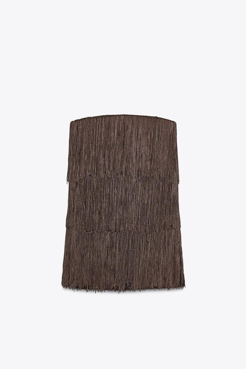 ZARA ПЛАТЬЕ БЕЗ БРЕТЕЛЕЙ С БАХРОМОЙ, ТЕЛЕСНО-РОЗОВЫЙ