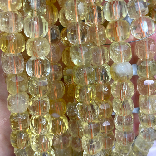 Цитрин 8 мм, бусины граненые - кубики