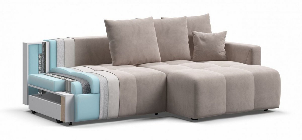 Диван Угловой Босс Тренд (Велюр Монолит латте)