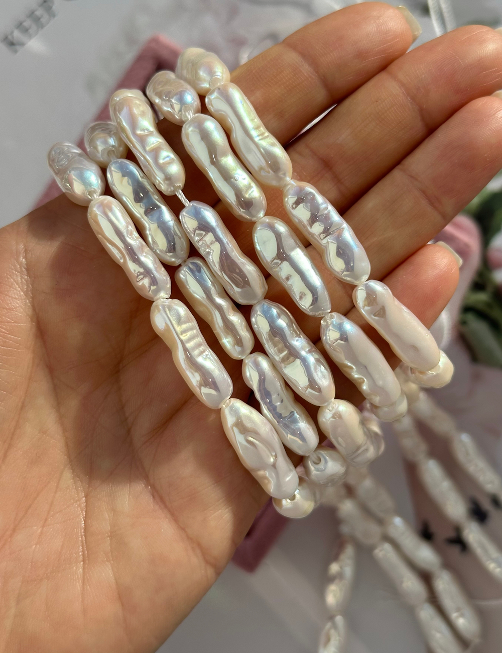 Жемчуг Продольной формы 8мм, майорка lux (1шт)