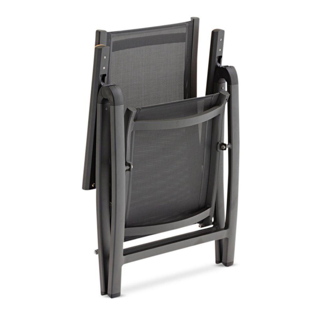 Lyon-Andy 220A+6R, комплект обеденной мебели антрацит/натуральный, алюминий/тик