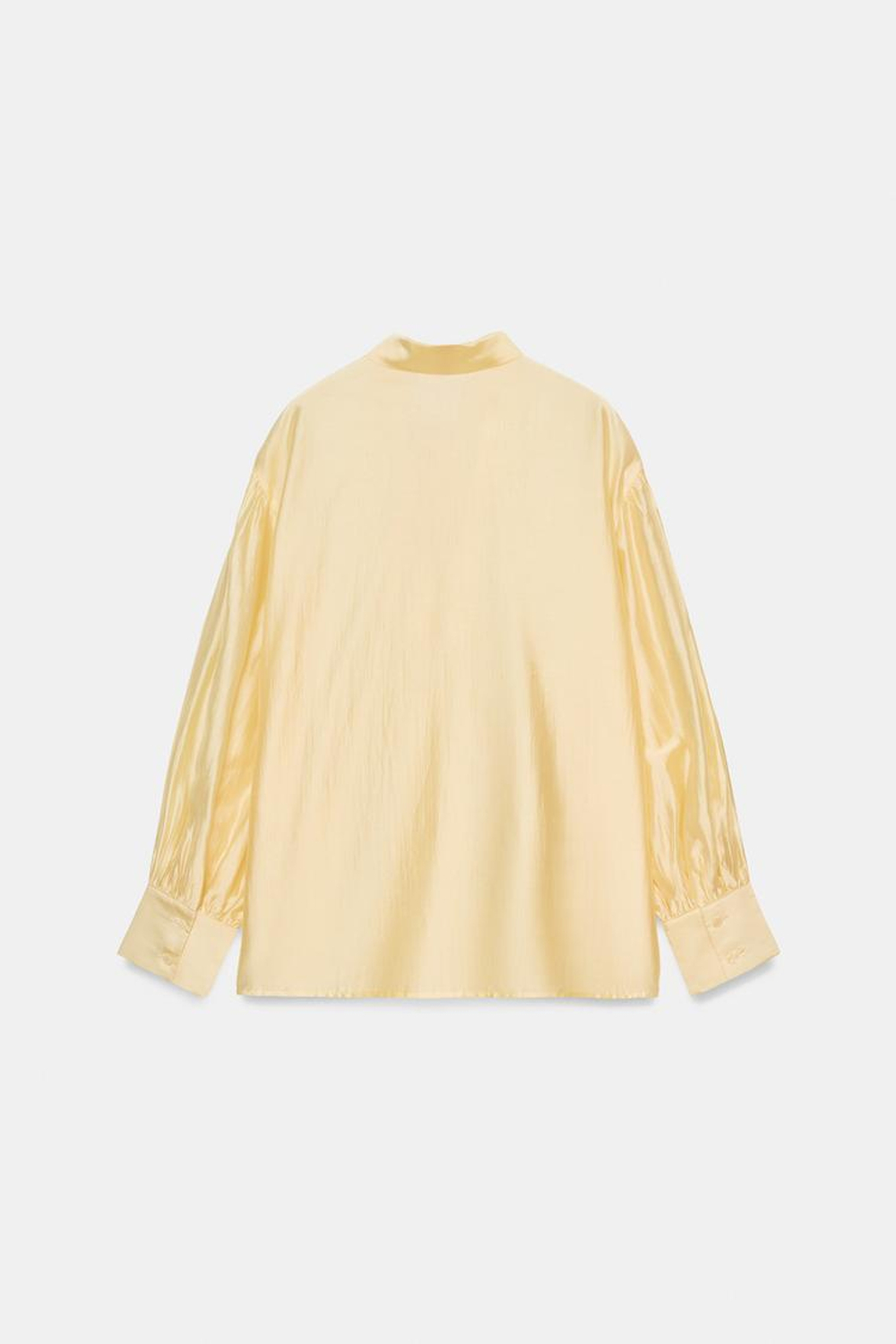 ZARA АТЛАСНАЯ РУБАШКА С ПЛАТКОМ — ZW COLLECTION, ЯИЧНО-ЖЕЛТЫЙ