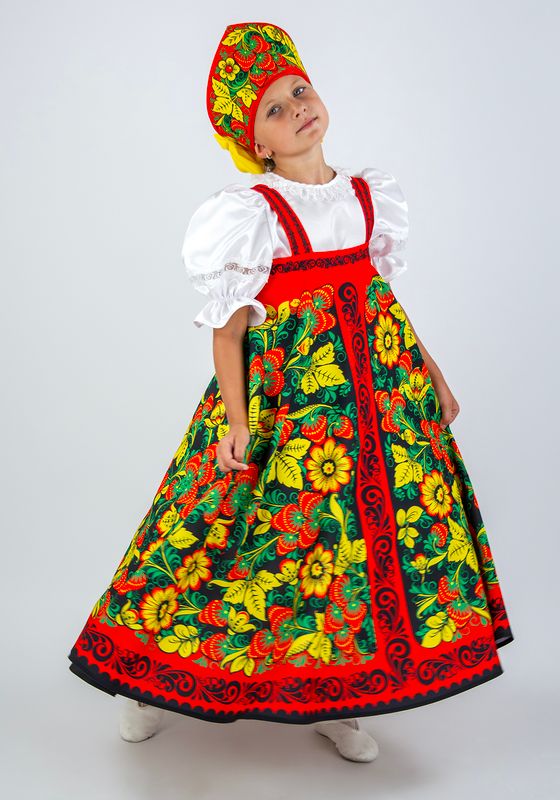 Хохлома расписная удлиненный костюм для девочки_1