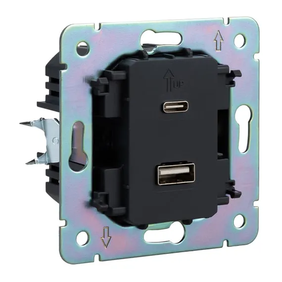 Розетка STRONG USB-A+Type-C 3А с функцией быстрой зарядки жемчуг KRANZ