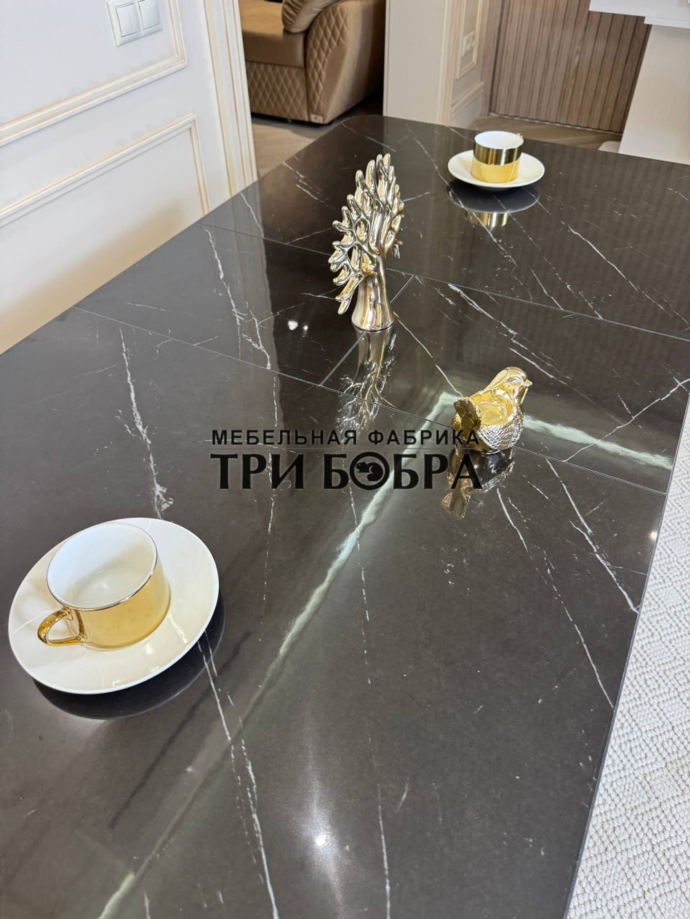 Кухонный раздвижной стол "Модерн", черный мрамор