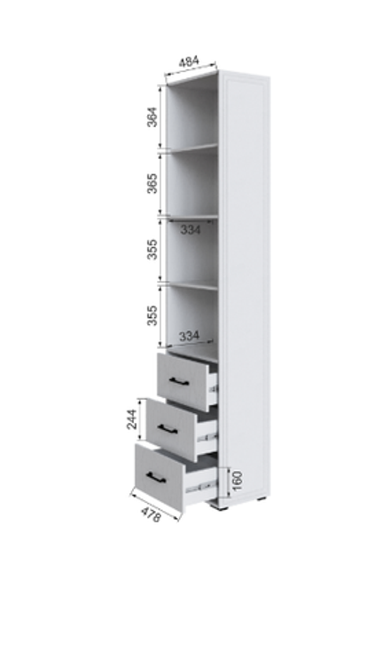 Шкаф торцевой с 3 ящиками левый Бруклин 35ШТ