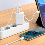 Сетевой адаптер питания BOROFONE BN10 Sunlight PD 65W dual port(1A1C) + кабель Type-C - Type (белый)