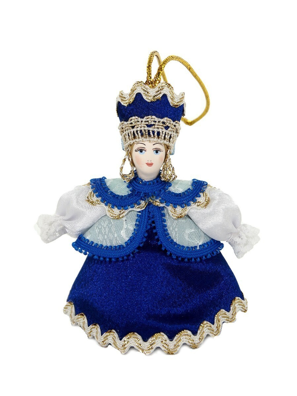 Кукла-подвеска сувенирная Девушка в душегрее. Елочная игрушка ручной работы