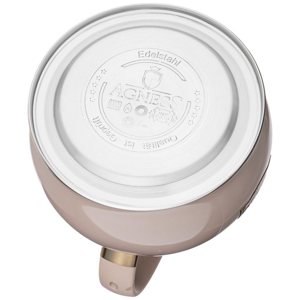 ЧАЙНИК AGNESS СО СВИСТКОМ, 3Л C ИНДУКЦИОН. КАПСУЛЬНЫМ ДНОМ ЦВЕТ: ДЫМЧАТЫЙ СЕРЫЙ, СТАЛЬ 18/10