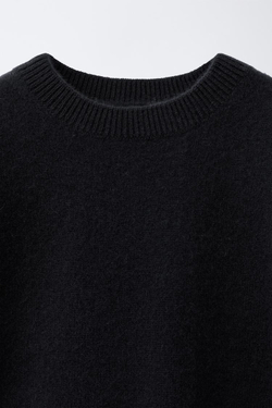 ZARA ТРИКОТАЖНЫЙ СВИТЕР ИЗ 100% КАШЕМИРА, МОРСКОЙ ТЕМНО-СИНИЙ