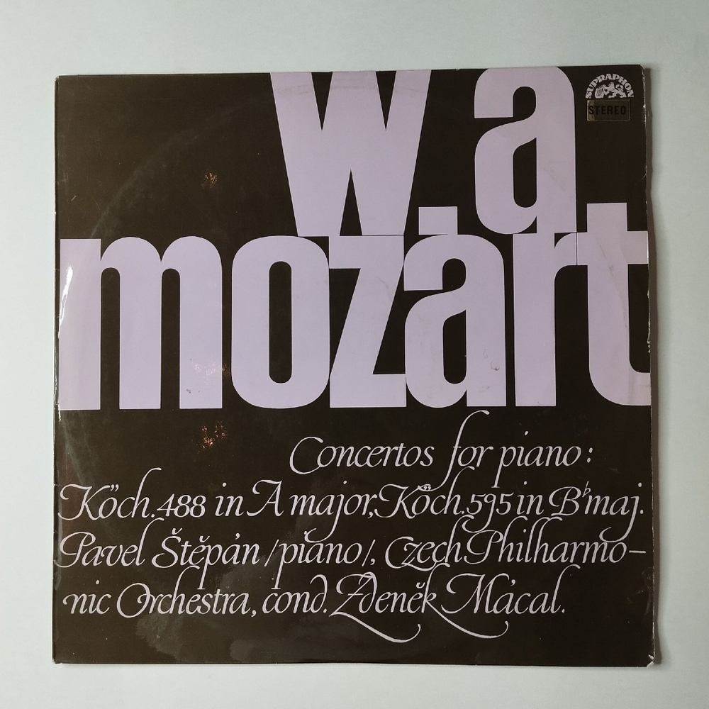 Винтажная виниловая пластинка LP W. A. Mozart В. А. Моцарт, Концерт Для Фотрепиано Concertos for piano: Koch. 488 in A major, Koch. 595 in B major (Чехословакия 1970)