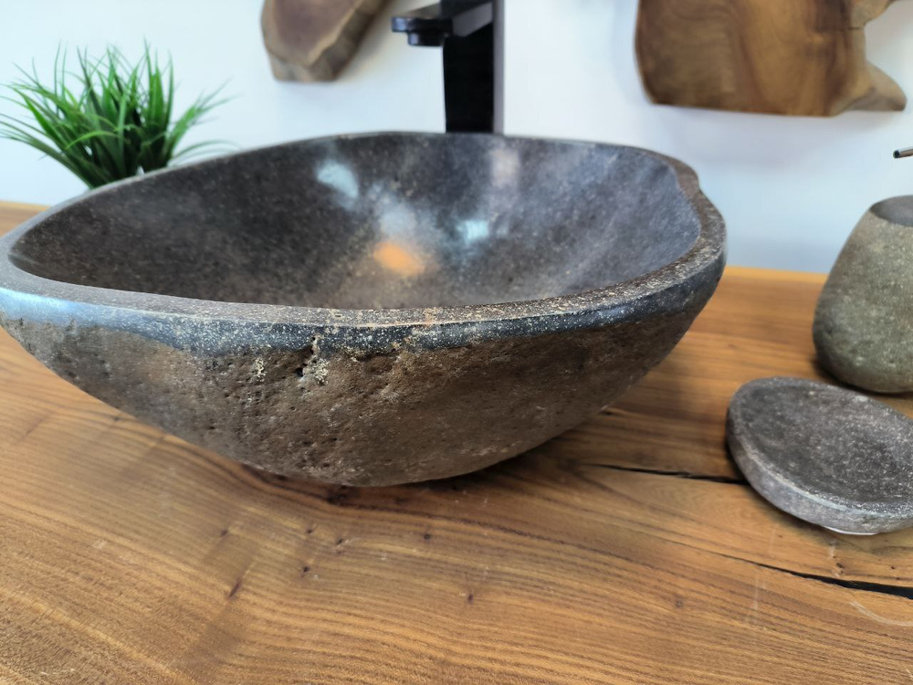 Раковина из речного камня RS-65788 39х33х14 из натурального камня