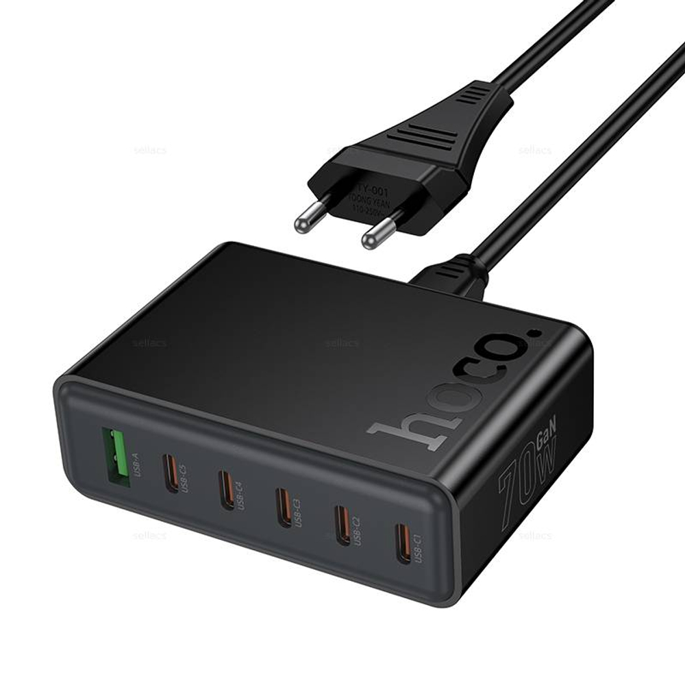 Зарядное устройство PD70W 6-портов (5C1A) Hoco C152A (black)