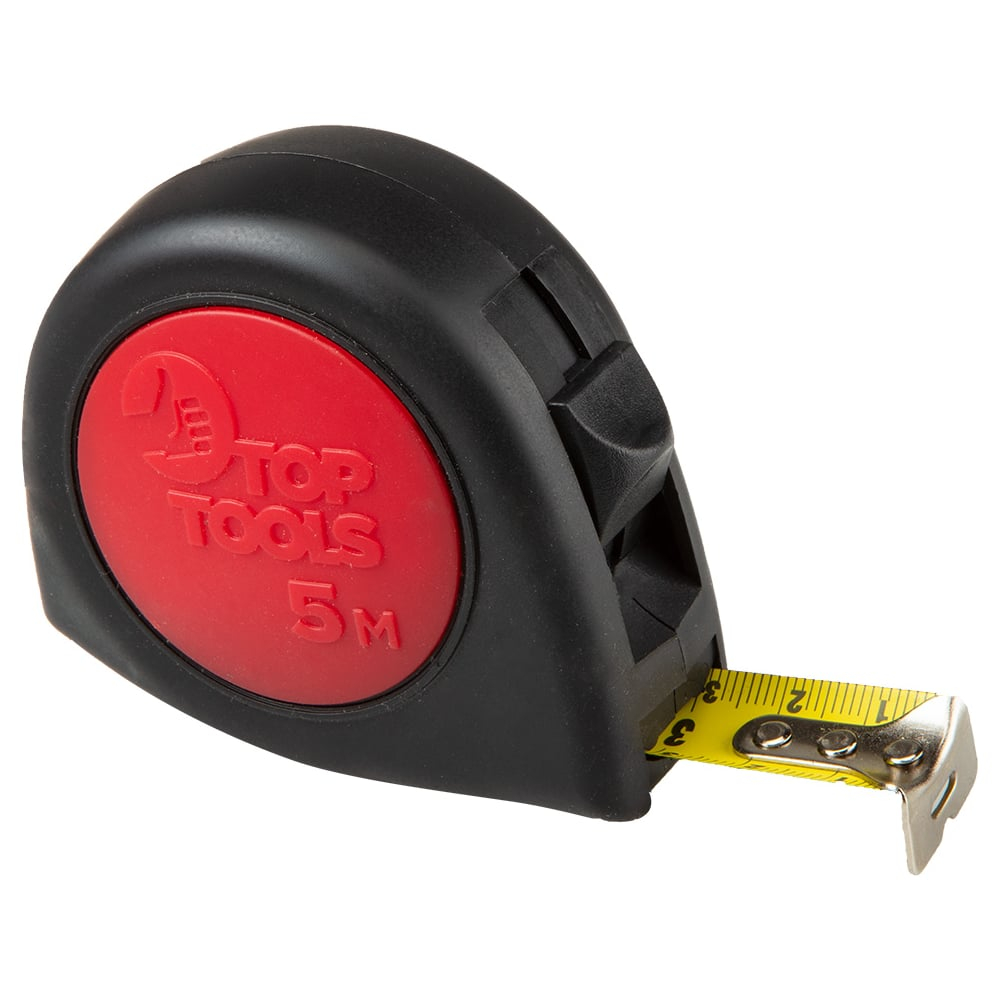 Рулетка Top Tools стальная лента с кнопкой паузы 5 м x 19 мм 27C315