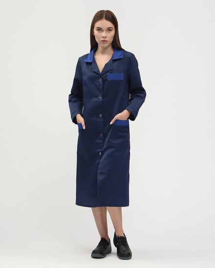 Халат женский "Технолог" (т.синий/васильковый)