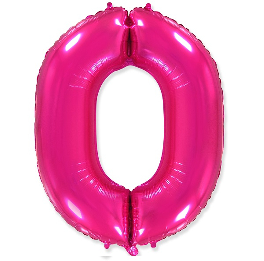 Шар фольга Цифра 0 Fuchsia Фуксия 102 см с гелием