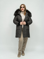 пуховик женский зимний с капюшоном с натуральным мехом большие размеры верблюжья шерсть